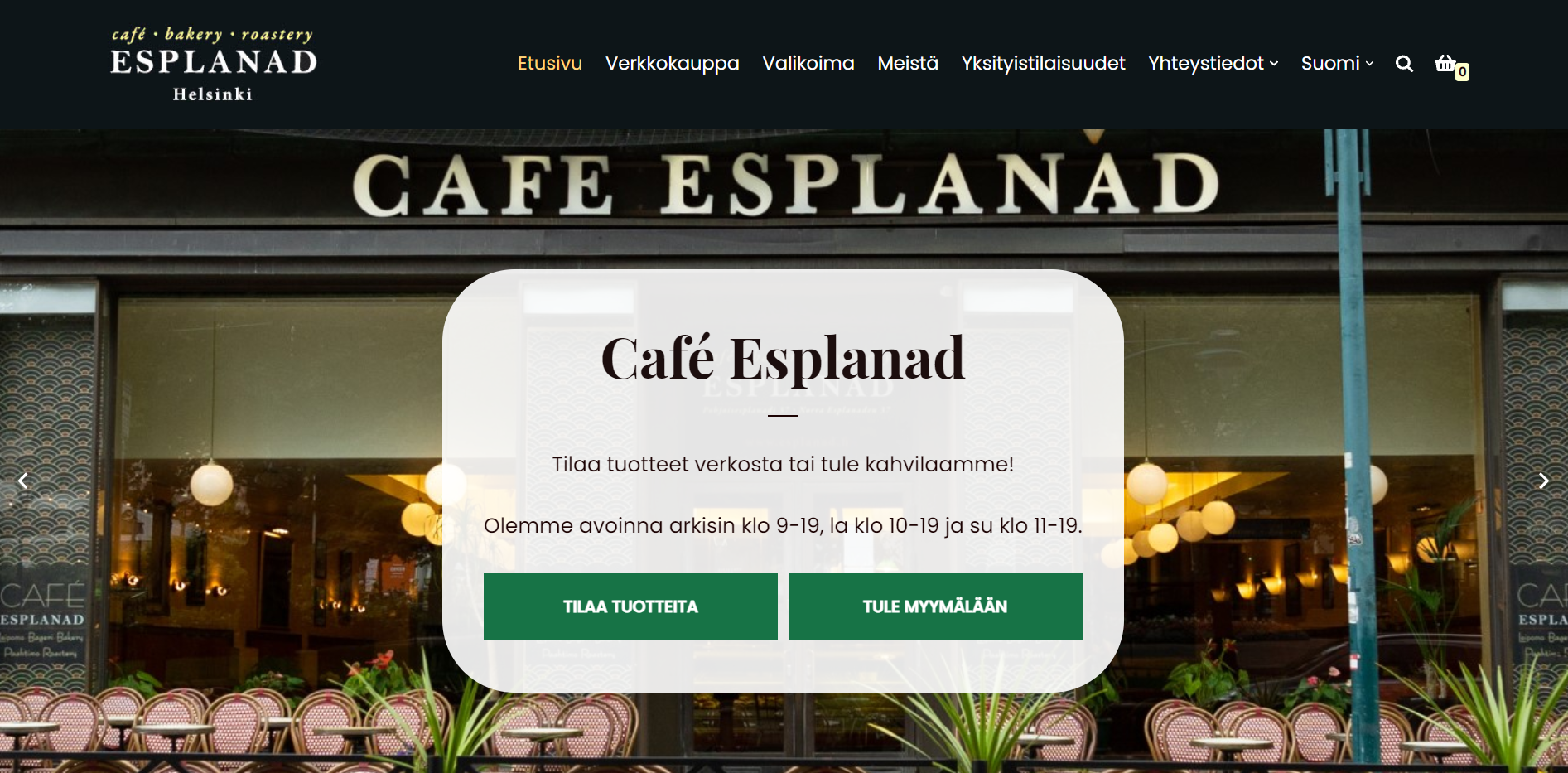 Oma verkkokauppa ja uusi sivusto Café Esplanadille - Verkkovaraani